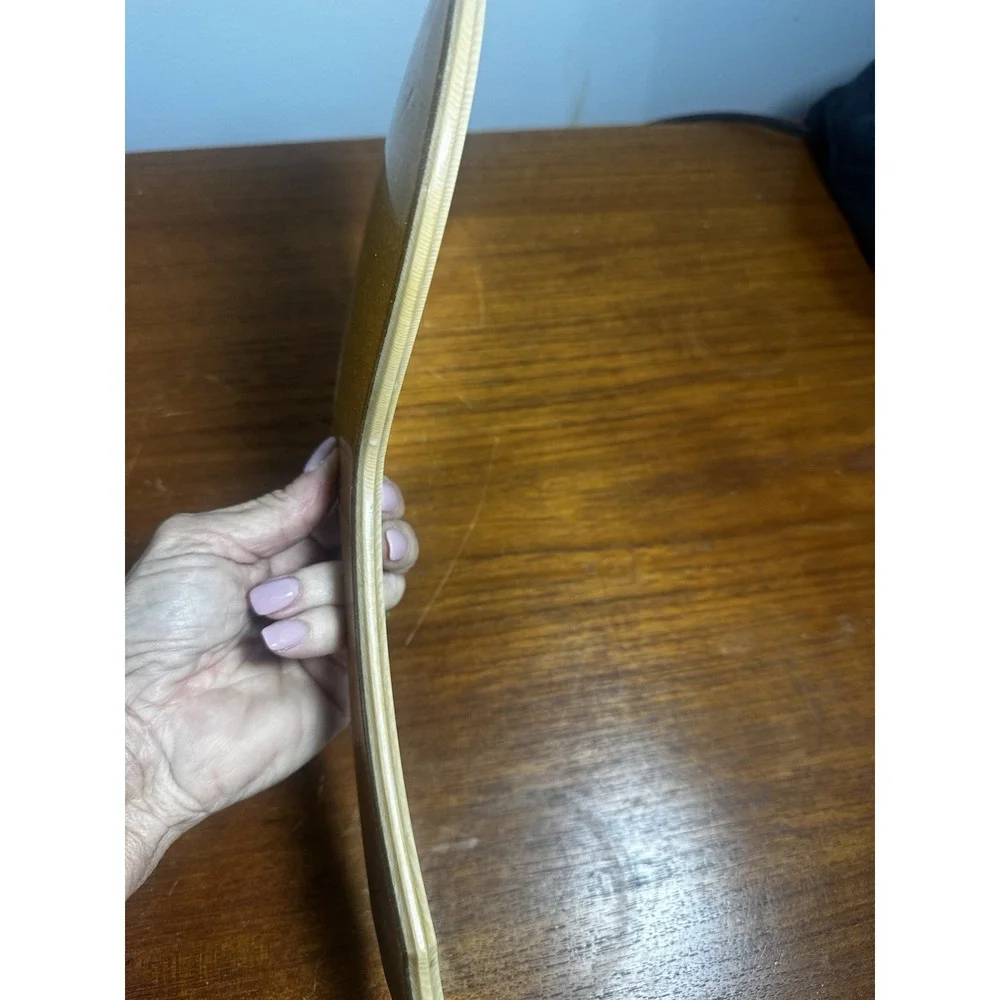 Vintage Goldaleur Hand Mirror Gold Glitter Back Cream Vanity MCM 1950s